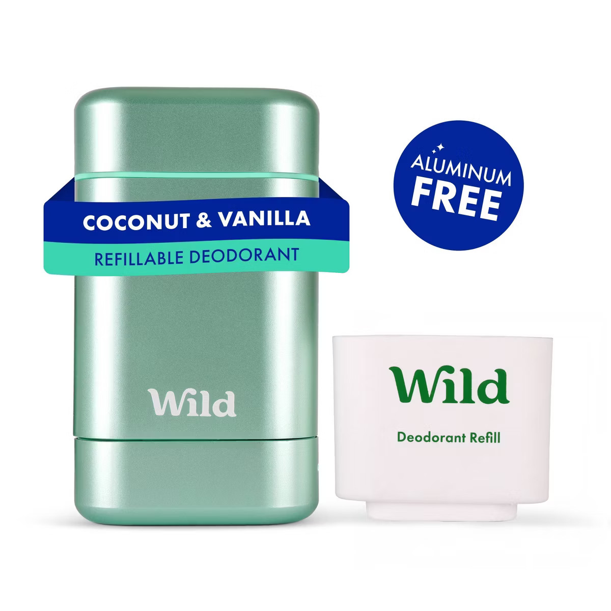 Wild Cosmetics - Refillable Aqua Case with Coconut & Vanilla - Aluminum Free Deodorant - Starter ... | Target