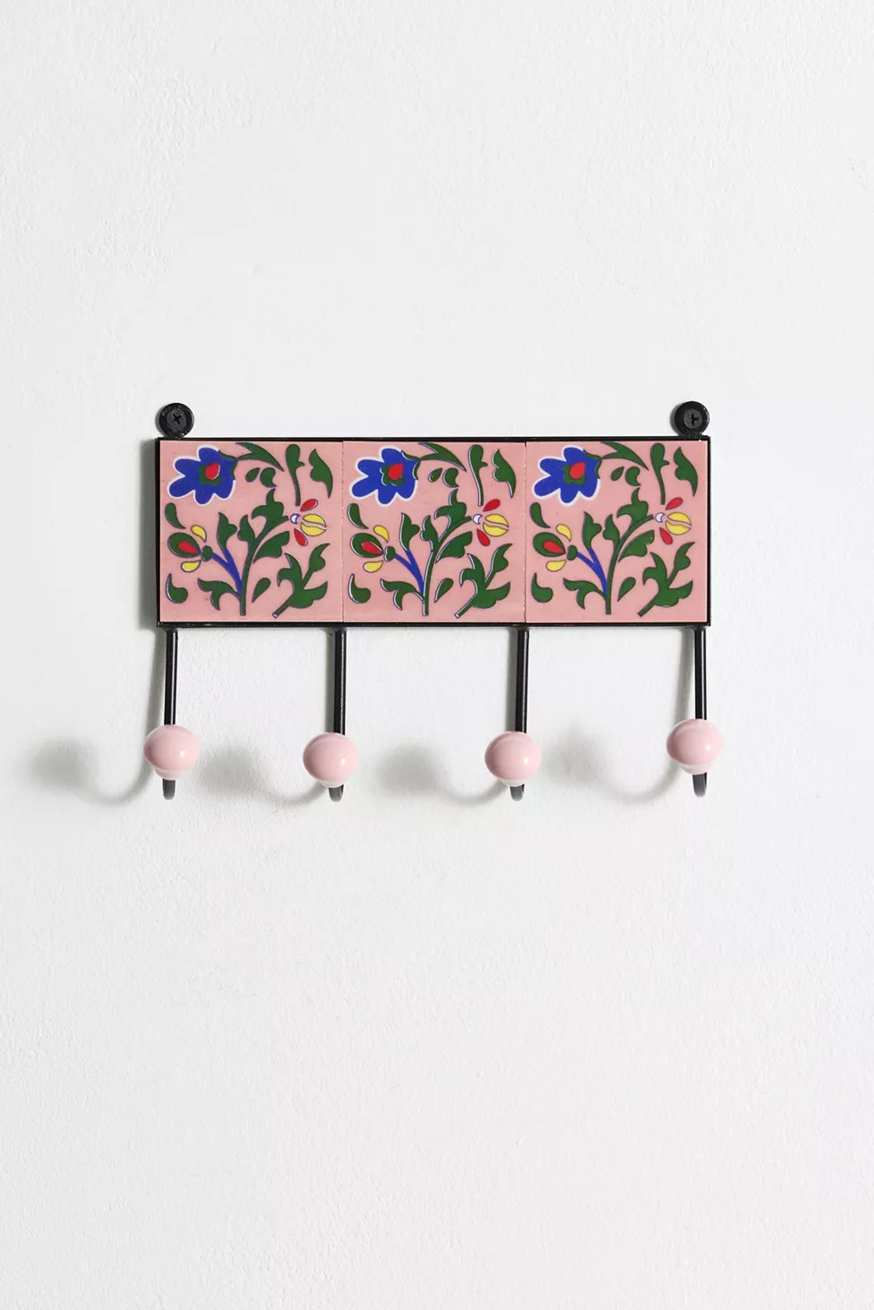 Multi Ceramic Floral Tile Wall Hook | Urban Outfitters (US and RoW)