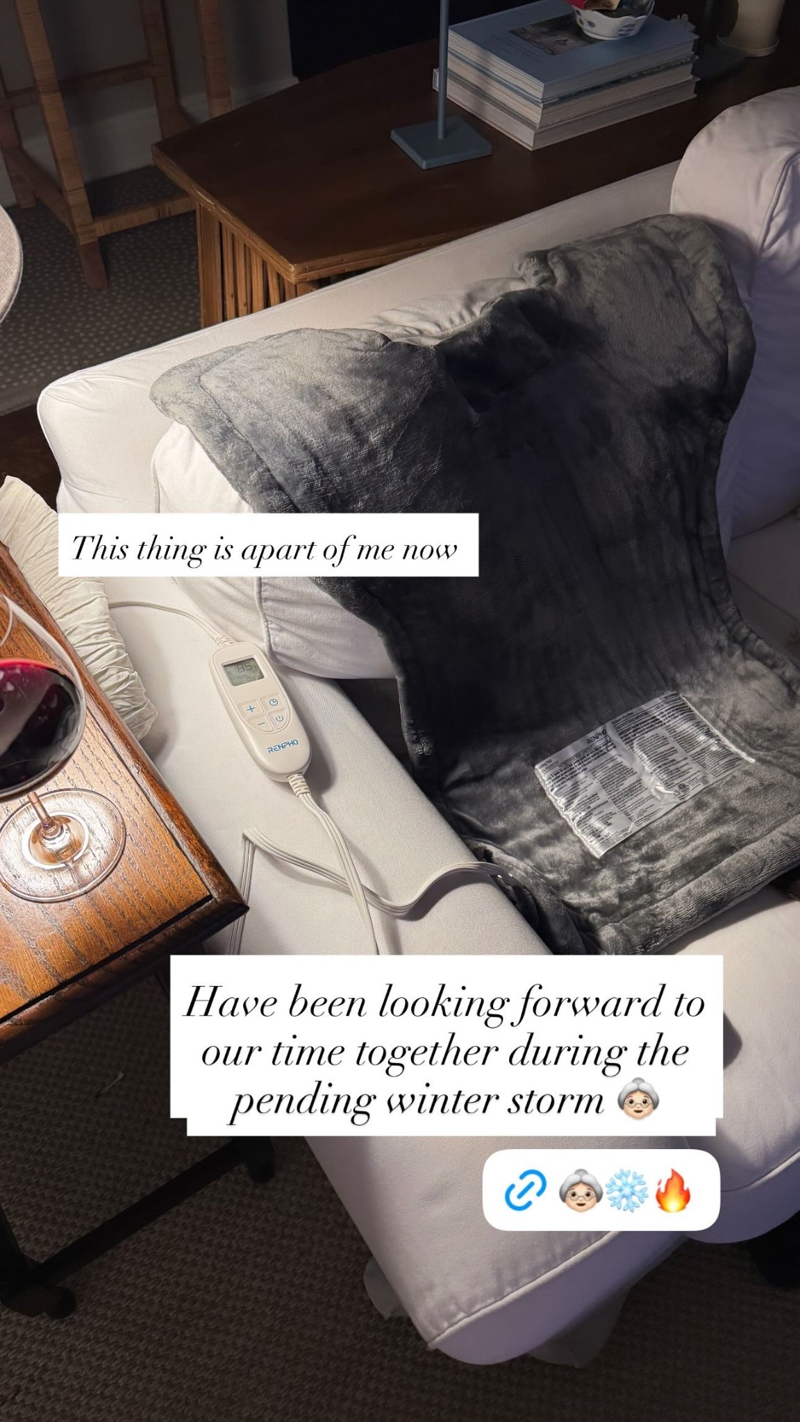 Have been looking forward to our time together during the pending winter storm 👵🏻 This thing is apart of me now

#LTKHome #LTKselfcare