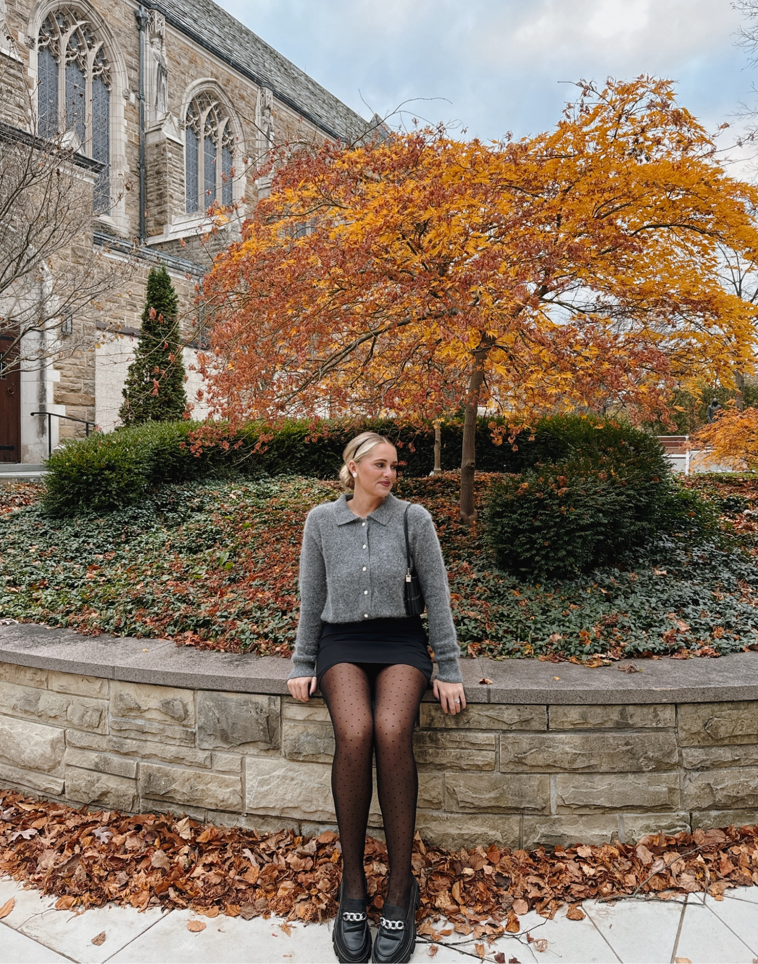 Fall preppy girl outfit! The most versatile skirt wearing a size M. I love patterned tights and a chunky loafer. 

#LTKsalealert #LTKstyletip #LTKworkwear