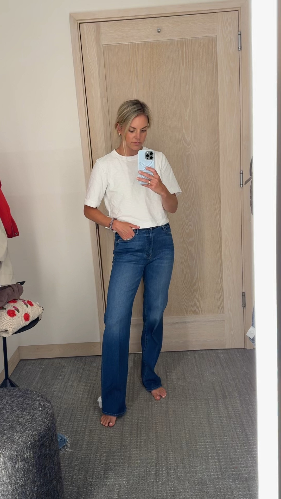 NSale jeans 👖 super stretchy! I’m 5’5 wearing 26,tts. I would size down if between // small tee 

Nordstrom anniversary sale

#LTKSaleAlert