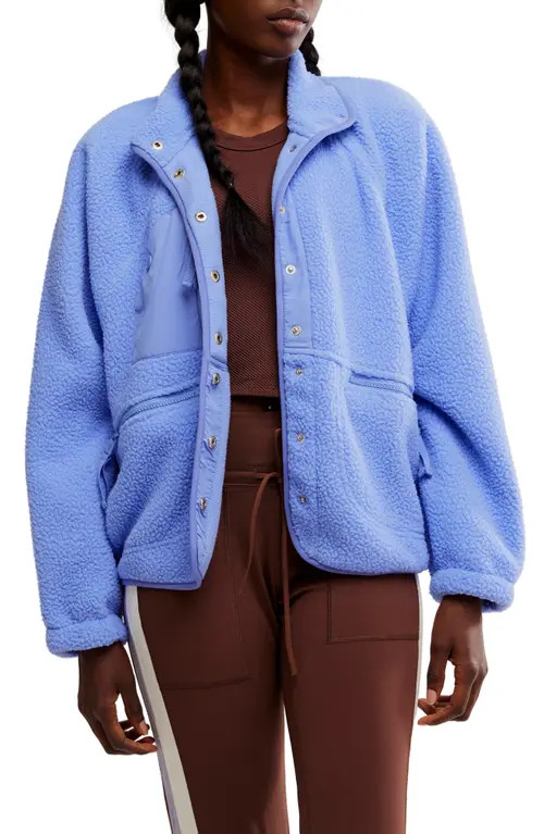 Free People FP Movement Hit the Slopes Fleece Jacket in Blueberry at Nordstrom, Size X-Large | Nordstrom