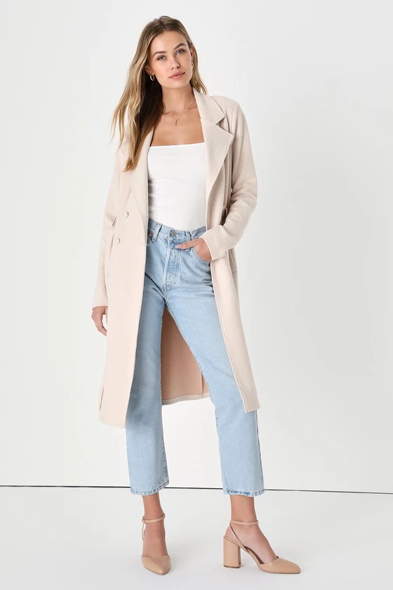 Chic Calling Beige Suede Trench Coat | Lulus