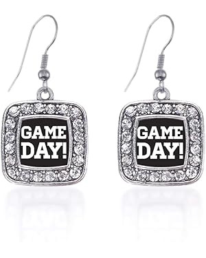 Inspired Silver - Silver Square Charm French Hook Drop Earrings with Cubic Zirconia Jewelry | Amazon (US)