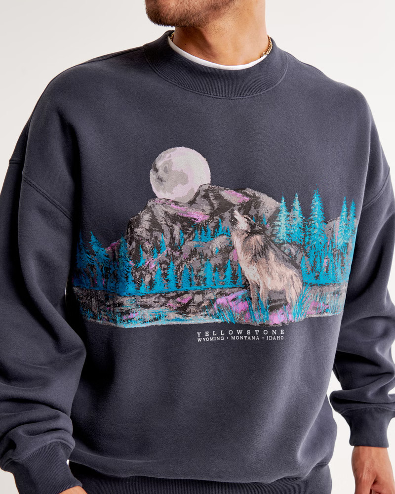 Men's Yellowstone Graphic Crew Sweatshirt | Men's Tops | Abercrombie.com | Abercrombie & Fitch (US)