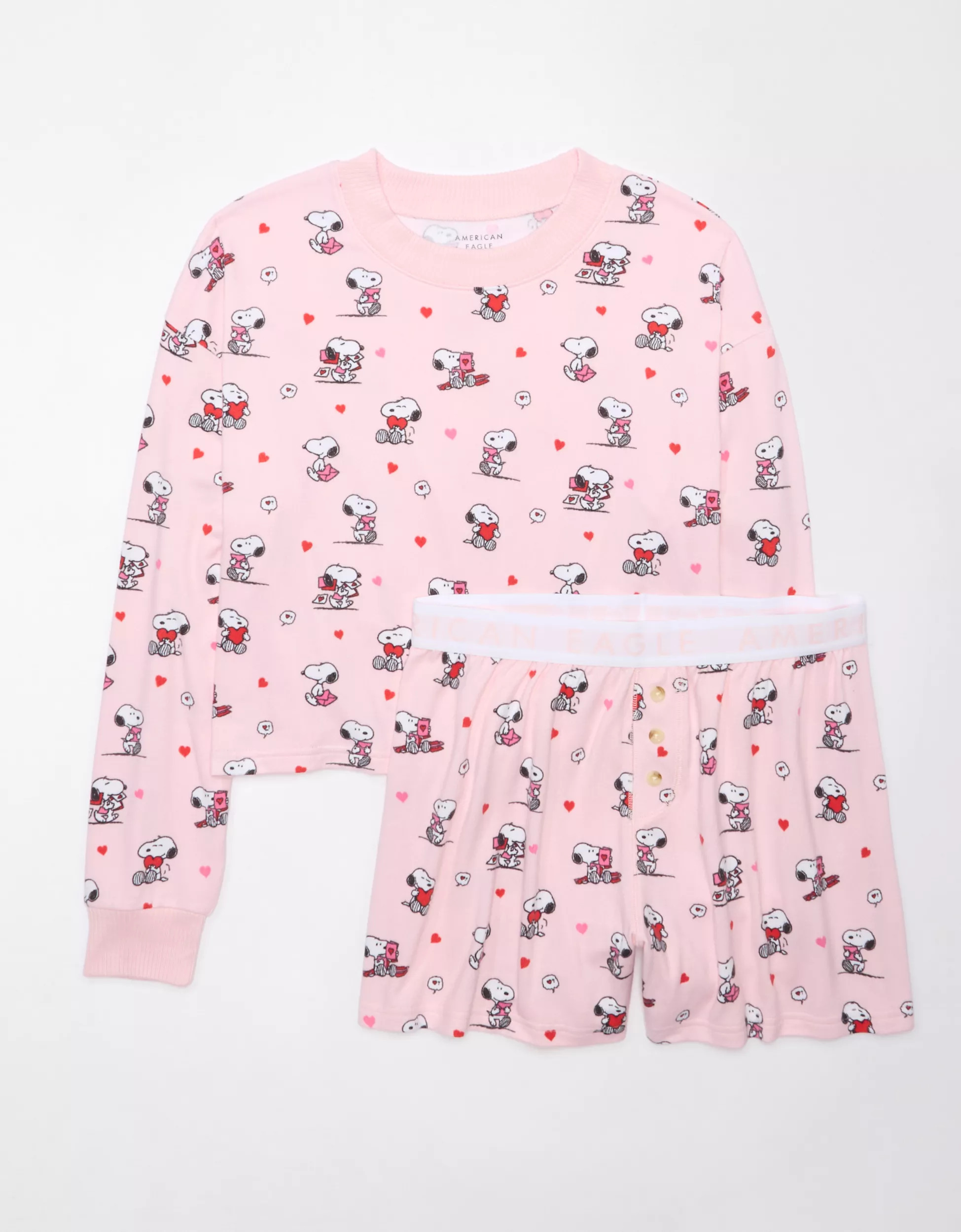 AE Snoopy Valentine Plush PJ Set | American Eagle Outfitters (US & CA)