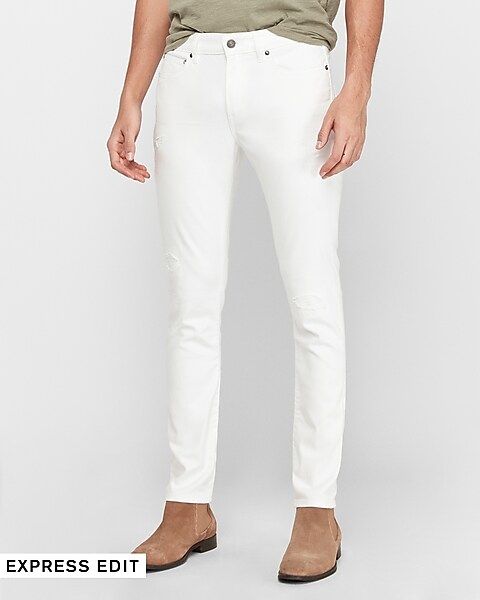 Skinny White Ripped Hyper Stretch Jeans | Express