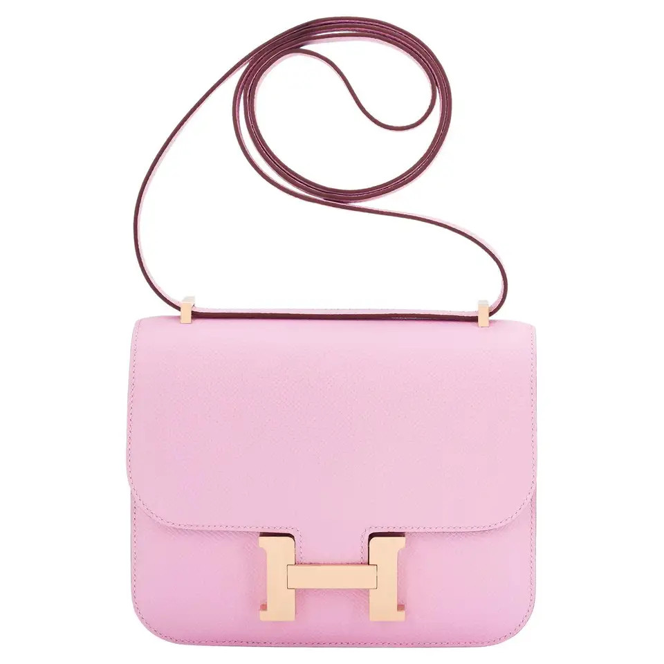 Hermes Mauve Sylvestre Rose Gold Mini Constance 18cm Epsom Bag Z Stamp, 2021 | 1stDibs