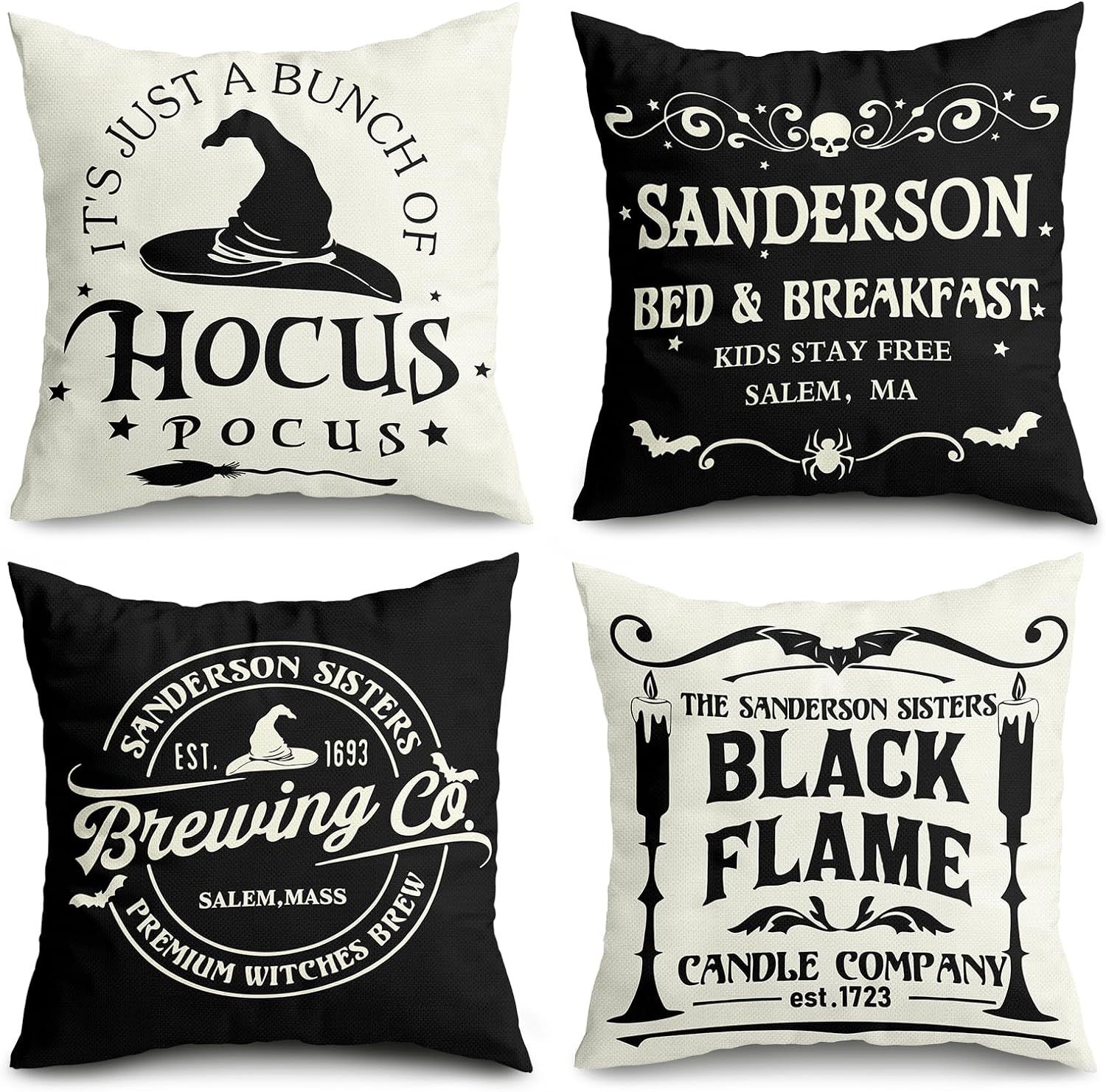 Halloween Decorations Pillow Covers 18x18 Set of 4 Halloween Decor Indoor Outdoor Hocus Pocus Far... | Amazon (US)