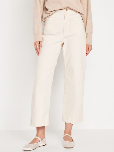 High-Waisted Crop Chino Wide-Leg Pants | Old Navy (US)