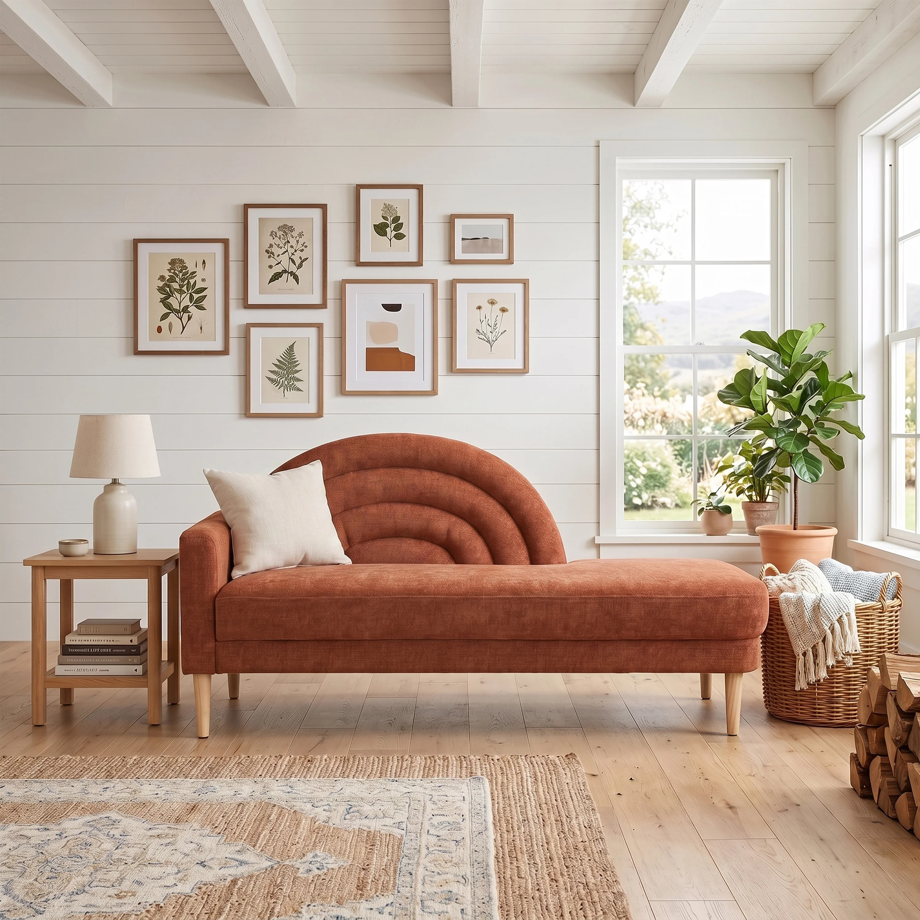 Hamm Arc of Hope Chaise Lounge – Rainbow-Inspired Reclining Sofa with Soft Linen Fabric, Solid Pine Wood Frame, and High-Density Foam for Comfort and | Wayfair North America