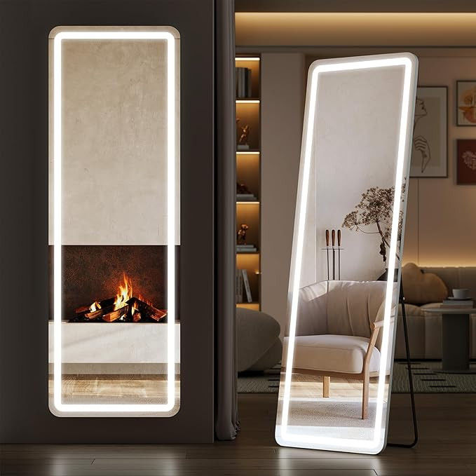 Sweetcrispy Full Length Mirror with LED Lights, 65"x21" Lighted Full Body Floor Mirror with Dimmi... | Amazon (US)