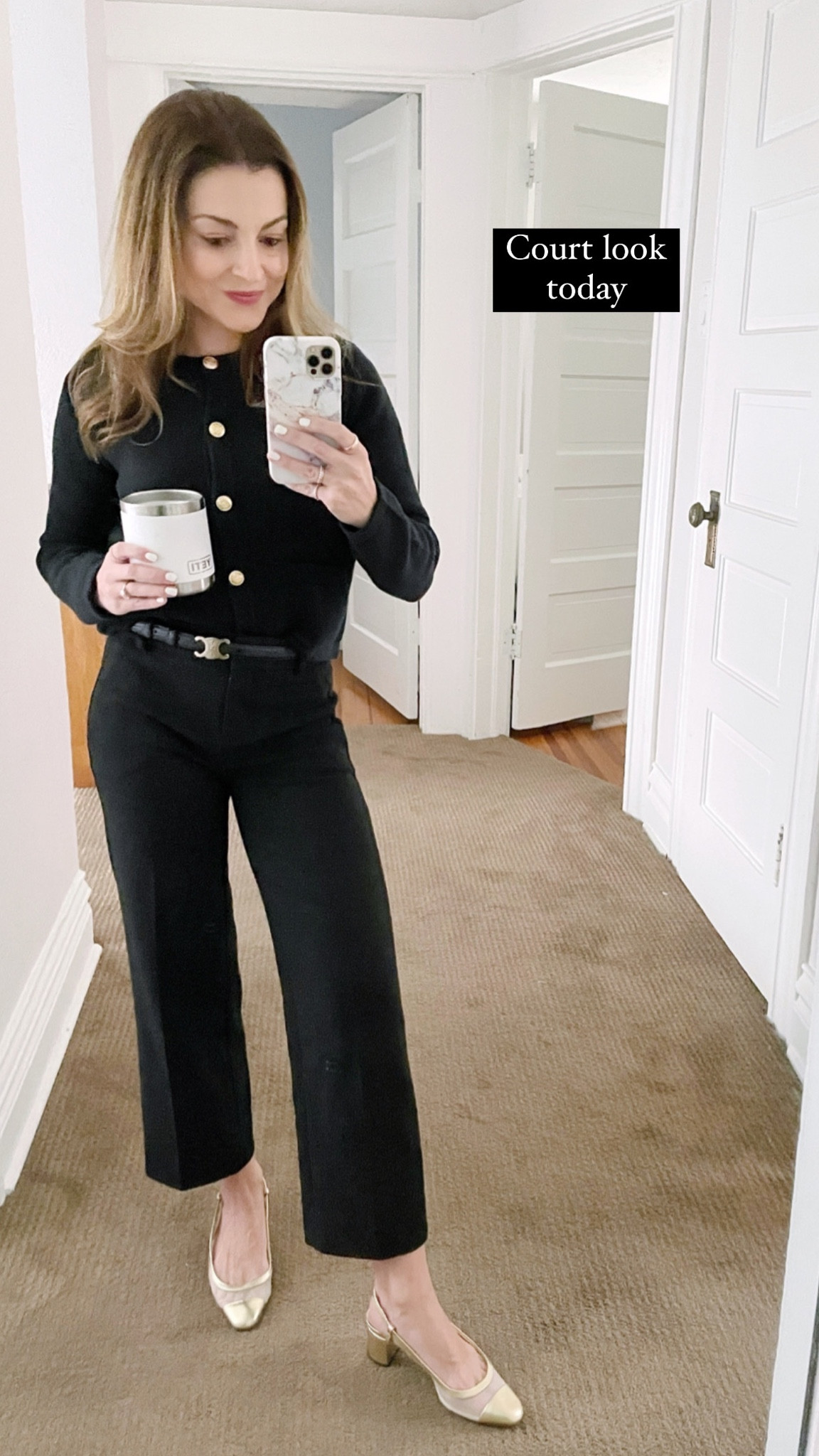 This jacket is similar to the Louisa but in a sweater material (the Emilie). I like them both! Wearing an XXS but could have sized up to XS (runs on the small side). You can preorder the black now! 

Pants are the Hayden, linked the very similar Sydney in the same four season fabric here. Wearing 00P. 

Wearing a 5.5 in the shoes  