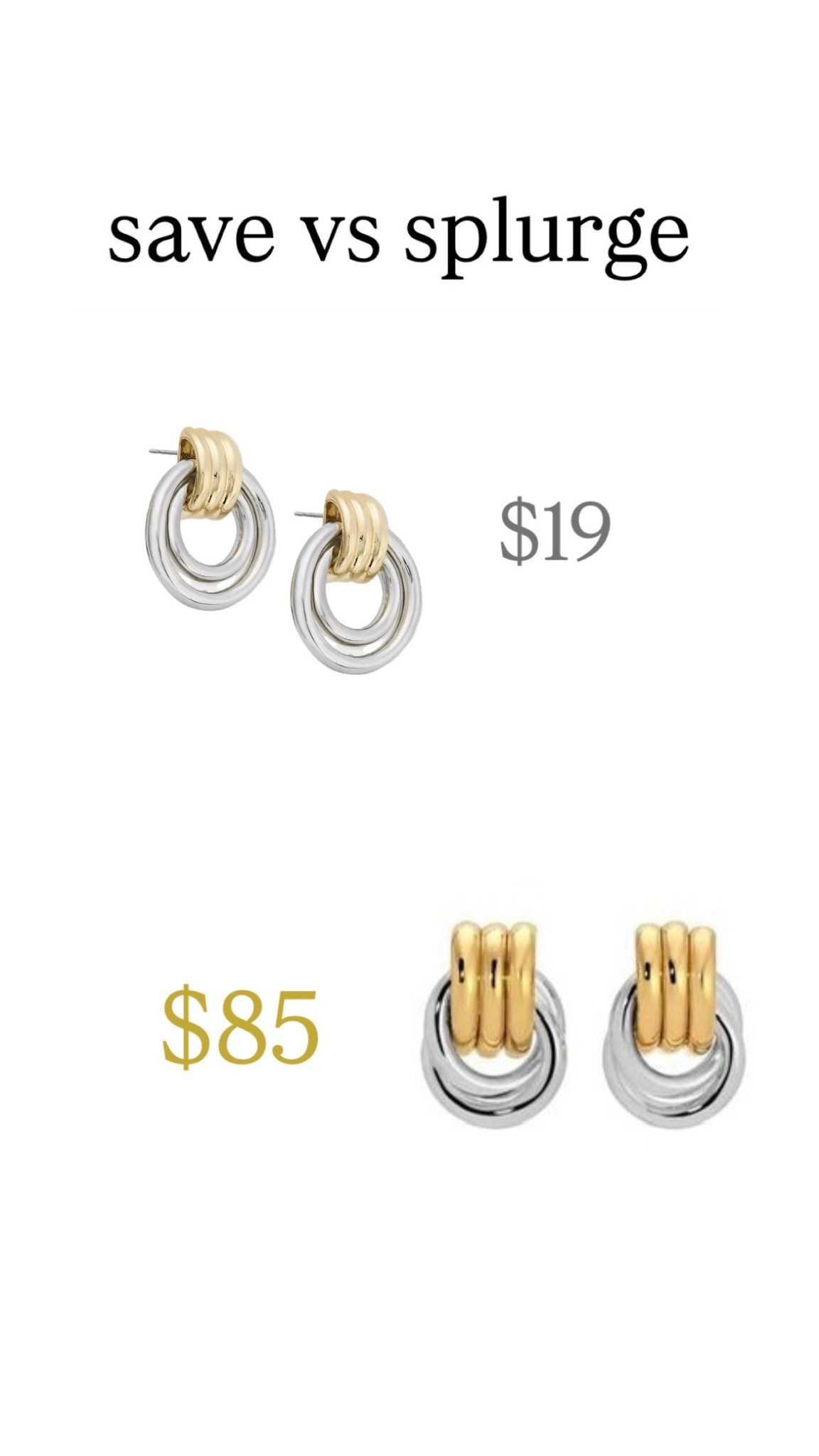 Look for less 
Save vs splurge 
Statement earrings 
Mixed metal 


#LTKStyleTip #LTKFindsUnder50 #LTKSeasonal