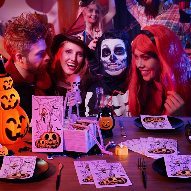 DAZLUTE 100 PCS Halloween Guest Paper Napkins Disposable 3 Ply Napkins Ghost Pumpkin Scary Theme ... | Walmart (US)