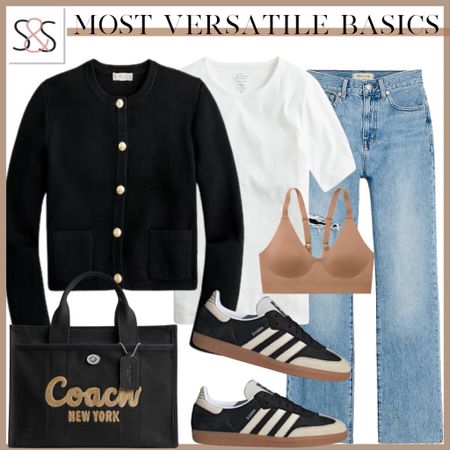 Dress down a lady jacket with jeans and adidas sneakers as your casual weekend outfit look! This coach tote bag is teacher approved!

#LTKStyleTip #LTKSaleAlert #LTKWorkwear