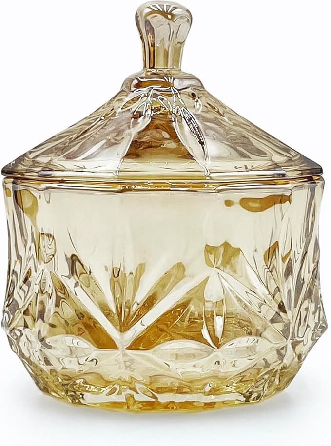 8oz Glass Candy Jar with Lid,Small Crystal Fall Candy Dish,Apothecary Jar for Cotton Balls Q Tips... | Amazon (US)