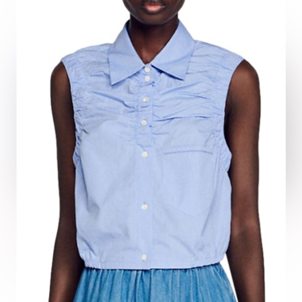 NWT Sandro Matera Sleeveless Ruched Top w/ small makeup mark at hem | Poshmark