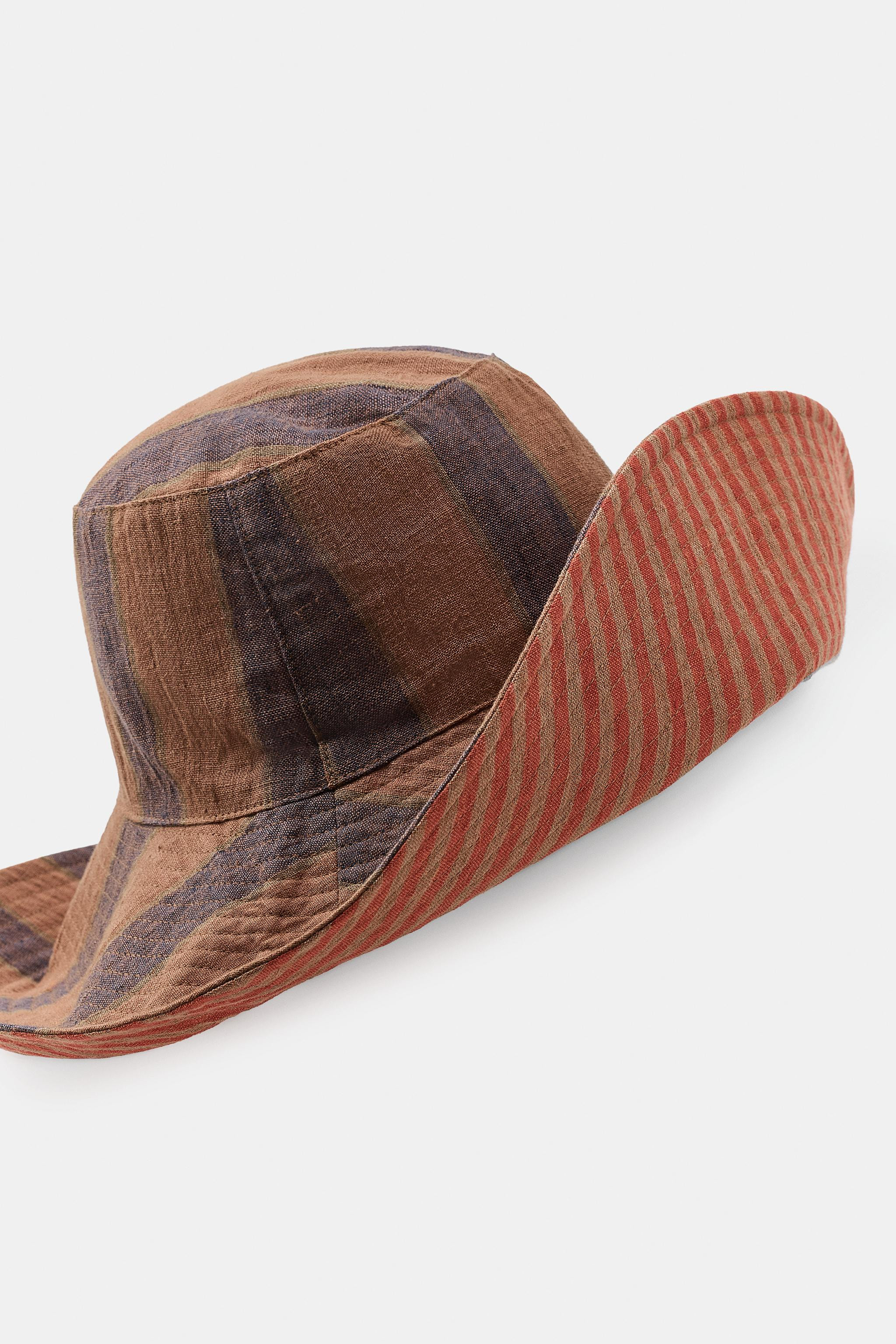 REVERSIBLE STRIPED LINEN HAT | Zara US