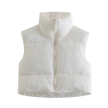 Gecorid vest Women Cropped Puffer Vest - Lightweight Winter Crop Vest | Sleeveless Short Waistcoat C | Walmart (US)