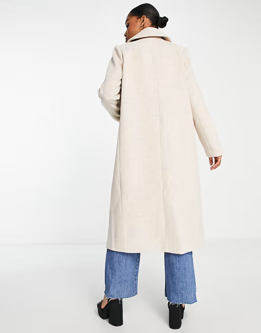 Ever New super longline relaxed formal coat in cream | ASOS (Global)