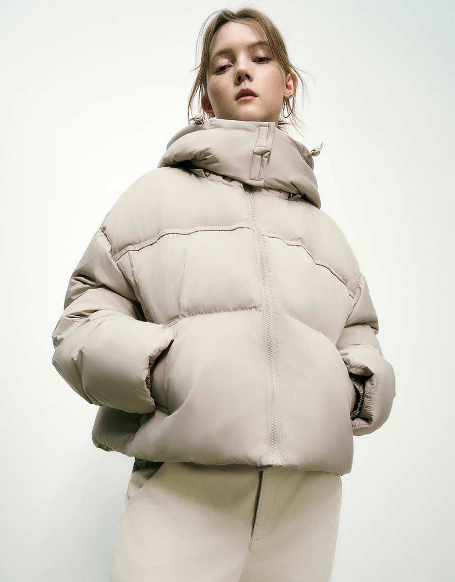 Hooded Straight Puffer Jacket | Urban Revivo