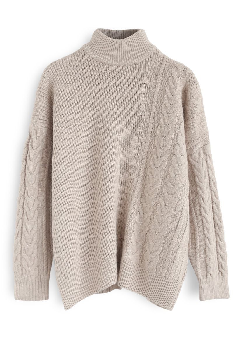 Warm Up The Moment Knit Sweater in Light Tan | Chicwish