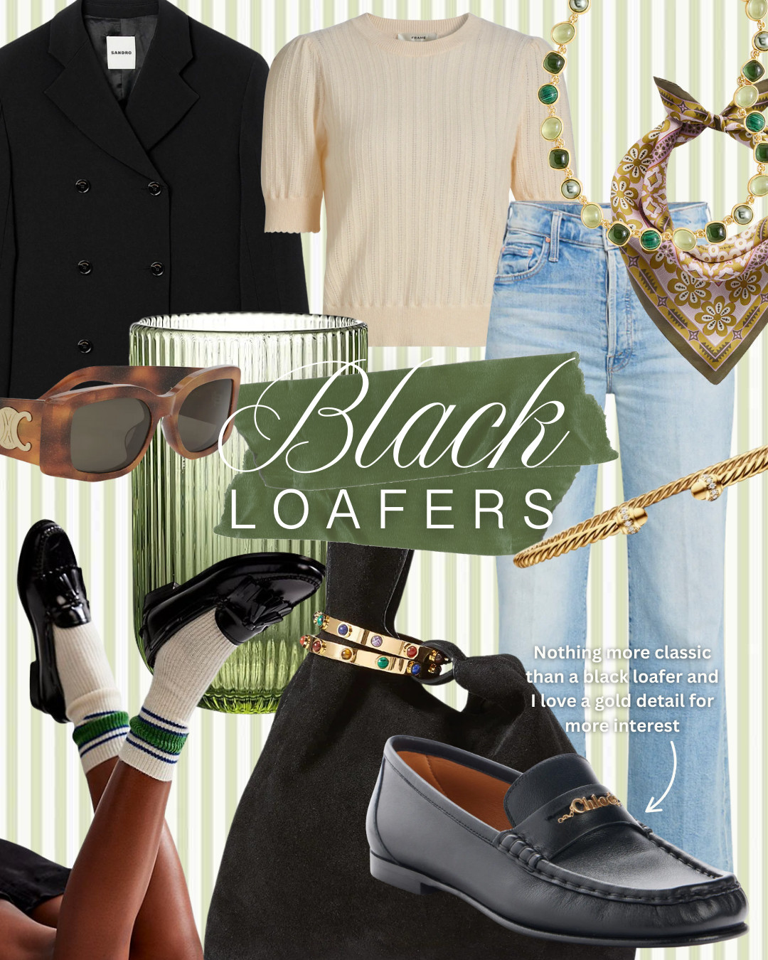 The shoe you'll see everywhere this fall: loafers! Black loafers are classic and I love ones with a little extra detail like a gold embellishment! 

 #LTKSeasonal #LTKOver40 #LTKShoeCrush