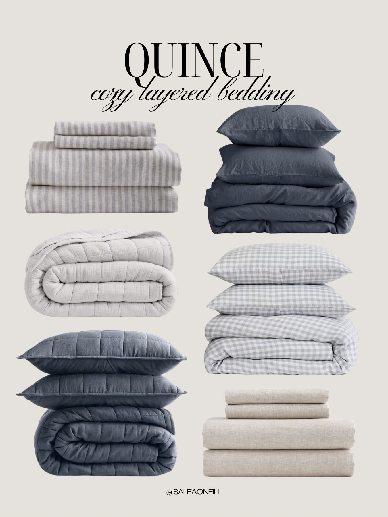 cozy blue linen bedding for spring ☁️ use code INFG-26SALEAONEILL10 for 10% off your first order! 

Bedding, linen bedding, quince bedding, blue bedding, cozy bedding, layered bedding