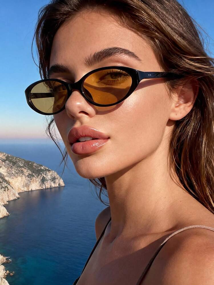 1 Pair Unisex Brown Cat Eye Sunglasses, Suitable For Daily Wear, Summer Vacation, Street Party, Festival Essential Accessory | SHEIN