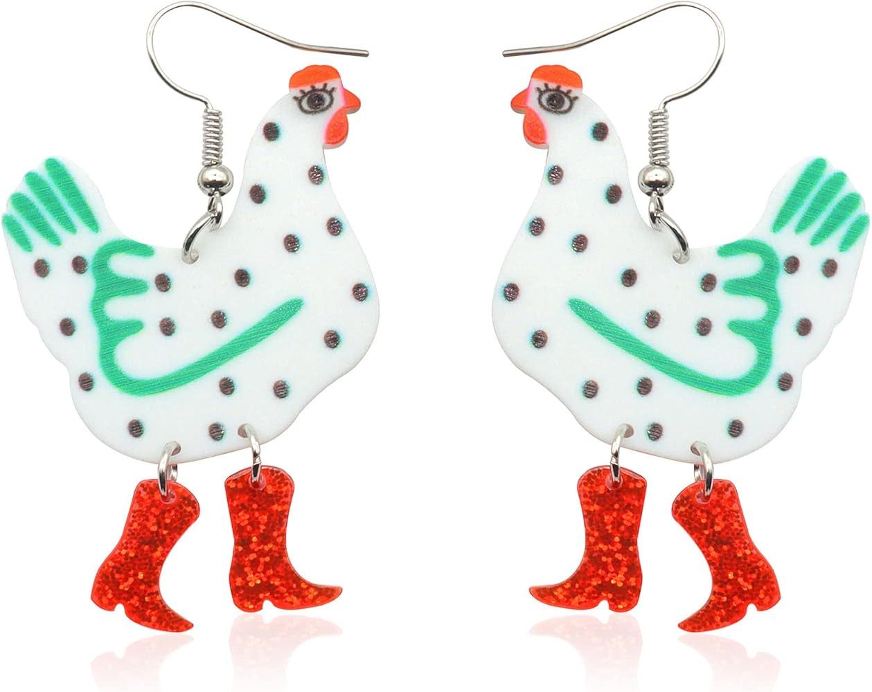 Acrylic Boot Big Chicken Earrings,Funny Colorful Boots Chicken Drop Dangle Earrings,Cock Hen Foot... | Amazon (US)