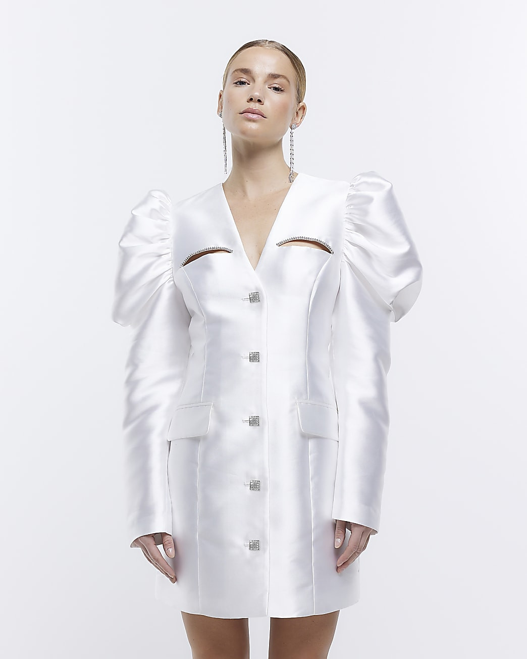 River Island Womens White Cut Out Blazer Dress | River Island (US)