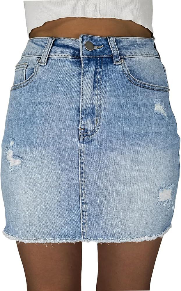 Denim Skirt Women Trendy High Waisted Summer Jean Skirts | Amazon (US)