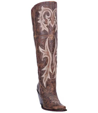 Jilted Leather Over-the-Knee Western Boots | Dillard's