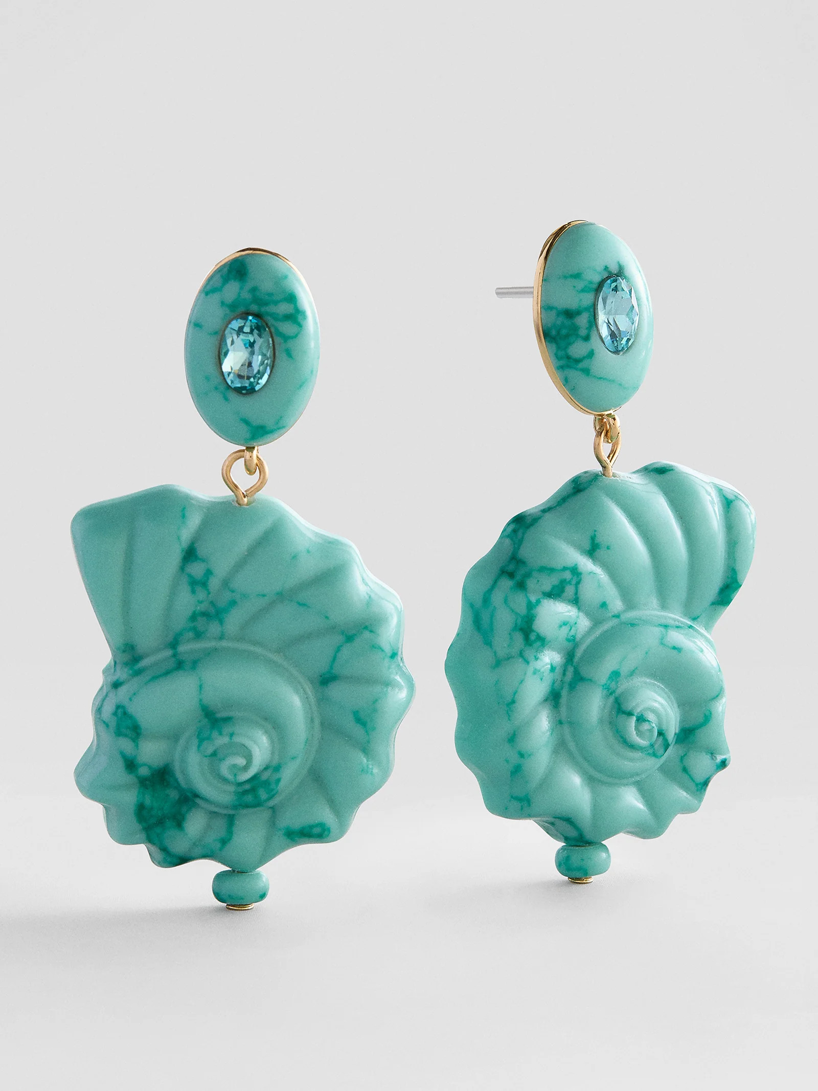Mina Turquoise Shell Earrings - Turquoise | BaubleBar