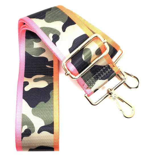 Camo with Thin Orange & Pink Stripe Purse Strap | Etsy | Etsy (US)