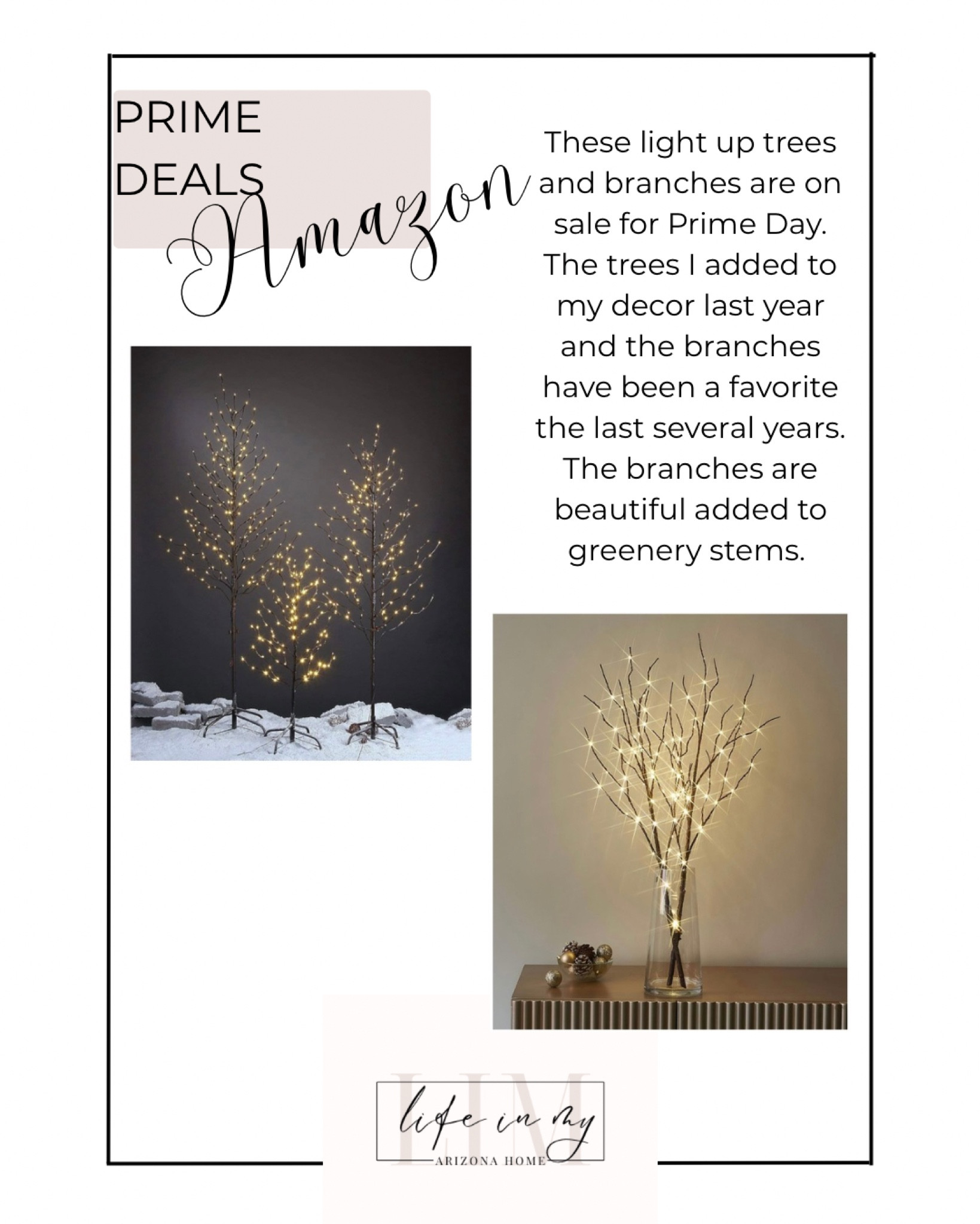 PRIME DAY DEALS!  Follow @lifeinmyarizonahome on Instagram for more holiday ideas and inspiration. 

These light up trees and branches are on sale for Prime Day. They are a great way to add a warm cozy glow to your decor this holiday season. 
#christmasdecor #holidaydecor #homedecor 

#LTKHome #LTKSaleAlert #LTKSeasonal
