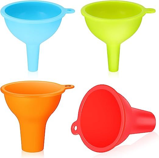 Romooa 4 Pcs Kitchen Funnel Set Canning Funnel Silicone Funnel Food Funnel, Small and Large, Wide... | Amazon (US)