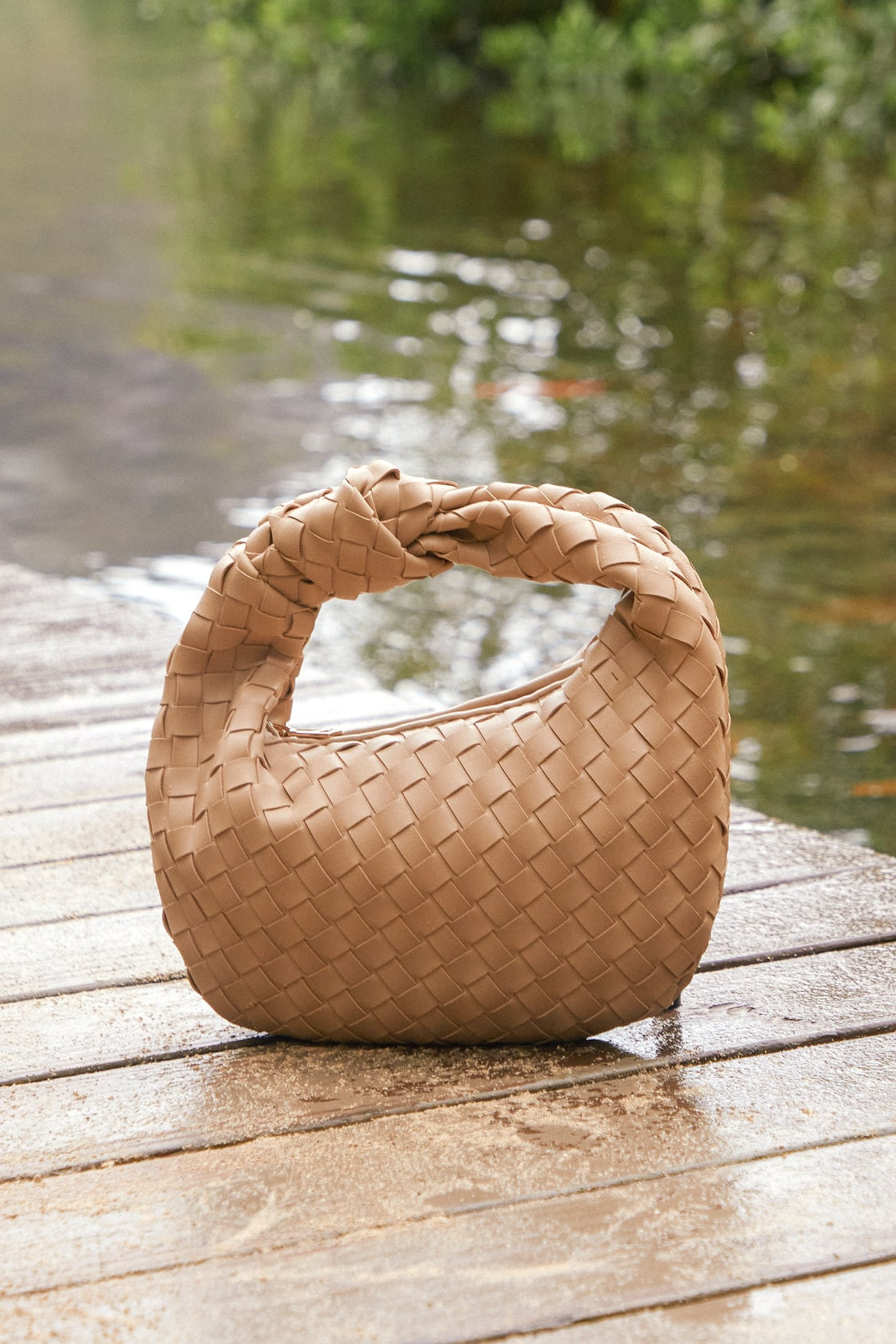 Mejia Beige Woven Knotted Handbag | Lulus