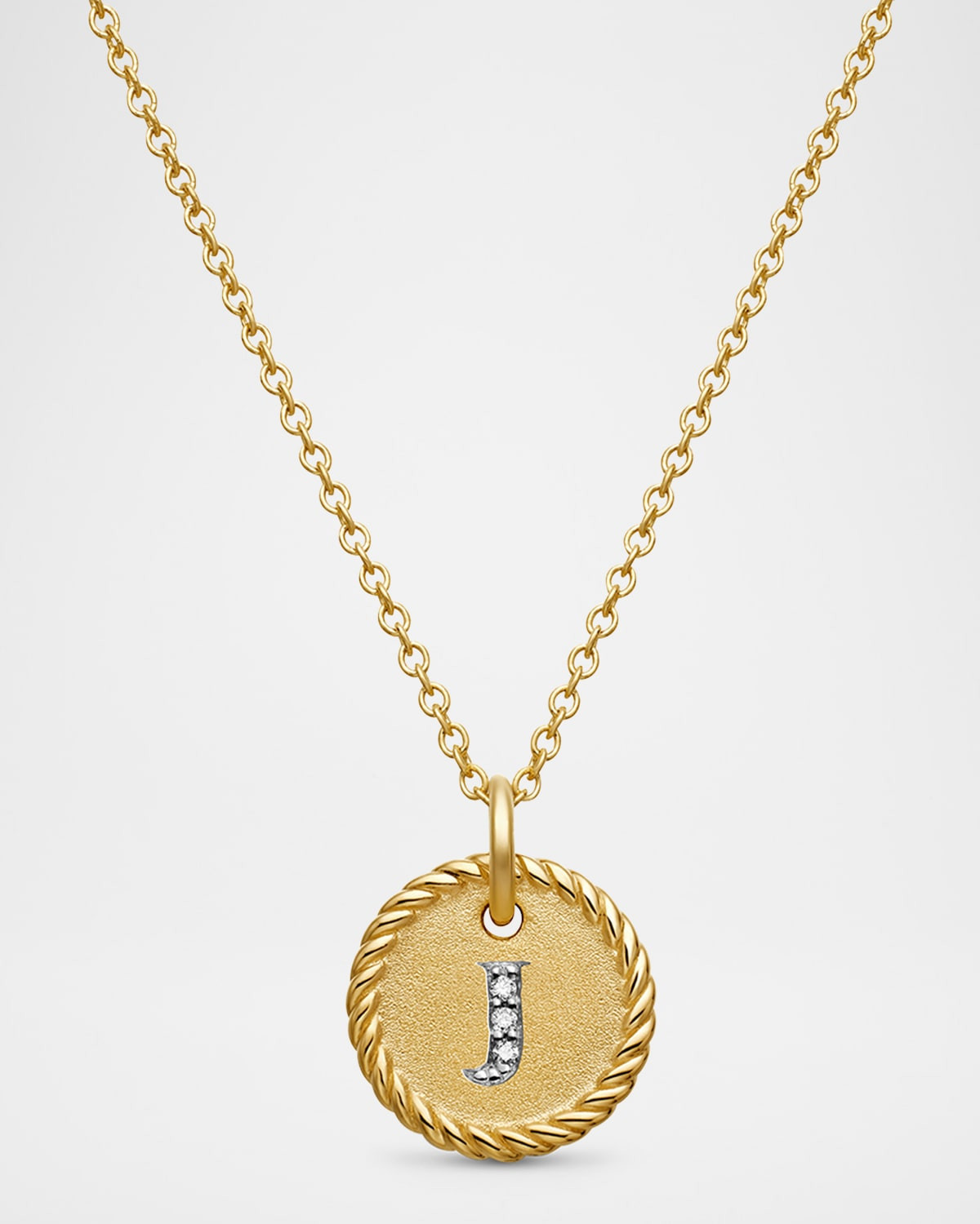 Cable Collectibles Initial Pendant Necklace with Diamonds in 18K Gold, 10mm, 16-18"L | Neiman Marcus