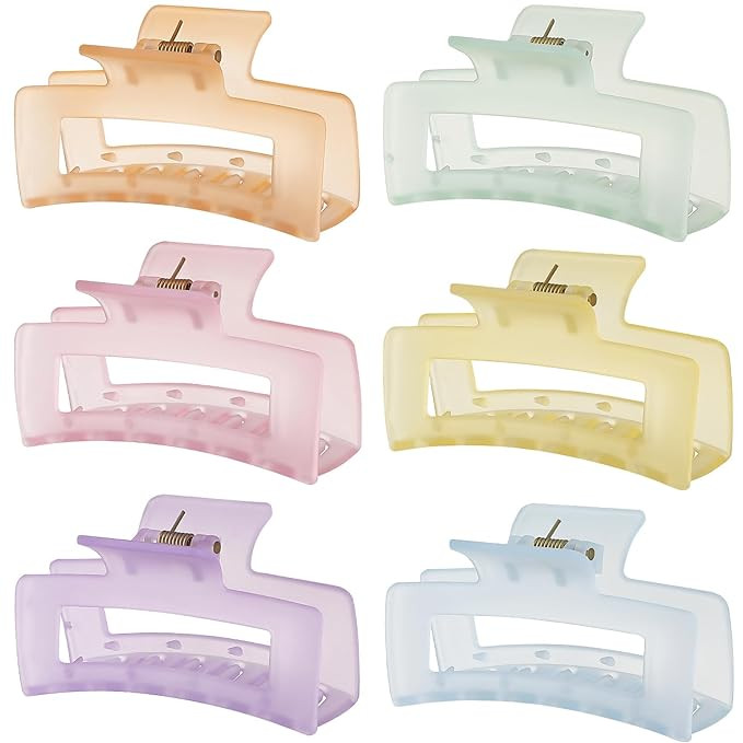 3.5 Inch Medium Hair Accessories - 6 Pack Square and Rectangle Banana Jaw Clips for Women and Gir... | Amazon (US)