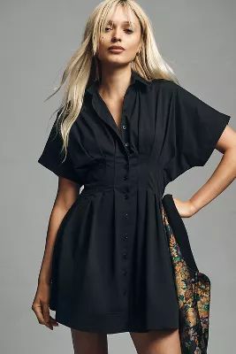 The Tobie Button-Front Pleated Shirt Dress by Exquise: Mini Edition | Anthropologie (US)