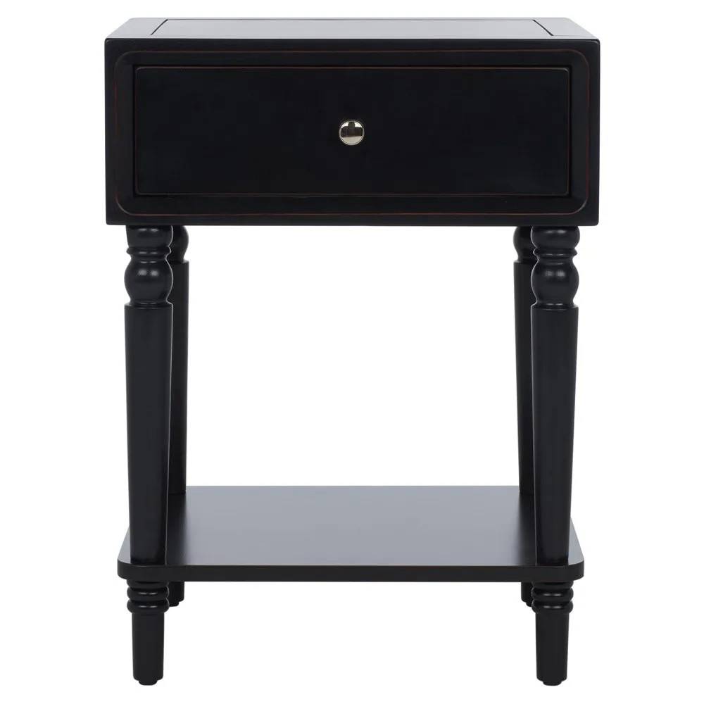 Friedrich Updated Traditional Black Pine Wood Rectangular Side Table | Kathy Kuo Home