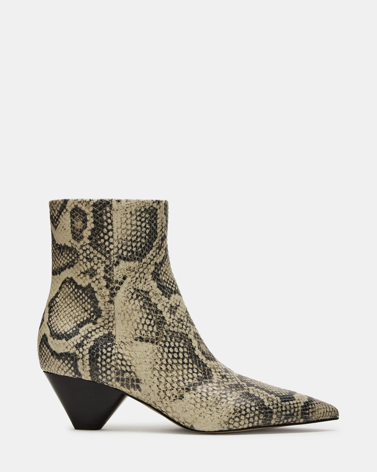 BROOKS Beige Snake Pointed Toe Ankle Boot | Women's Booties | Steve Madden (US)