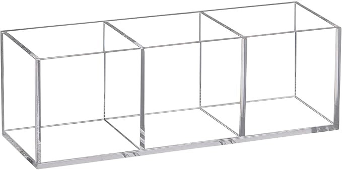 Acrylic Makeup Organizer 3 Section Clear ,Dayaanee 7.1x2.36x2.36 Inches Acrylic Pen Holder 3 Comp... | Amazon (US)