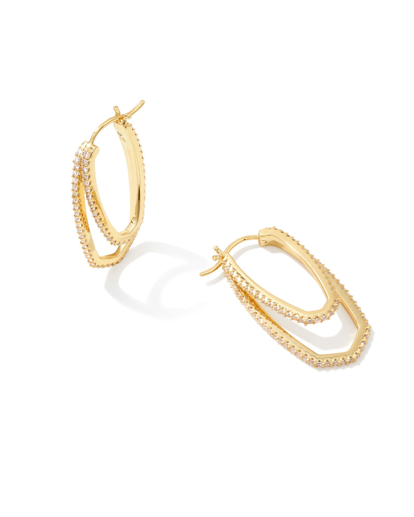Murphy Gold Hoop Earrings in White Crystal | Kendra Scott
