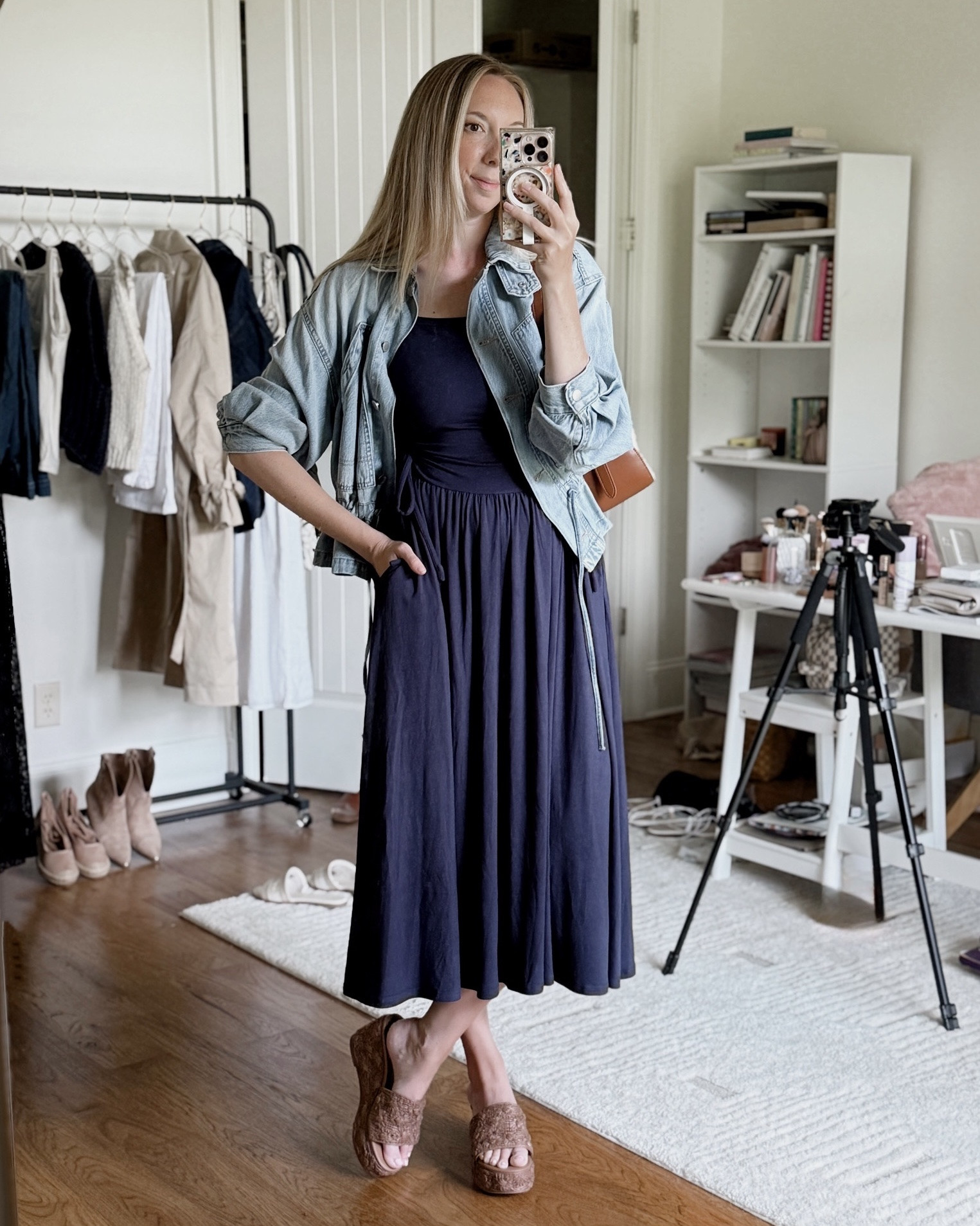 Cinched knit maxi dress outfit by BarbiGia. Sunday dress with wedge mule sandals. Amazon viral dress. Bump friendly post partum outfit

#LTKootd #LTKmomlife #LTKBump