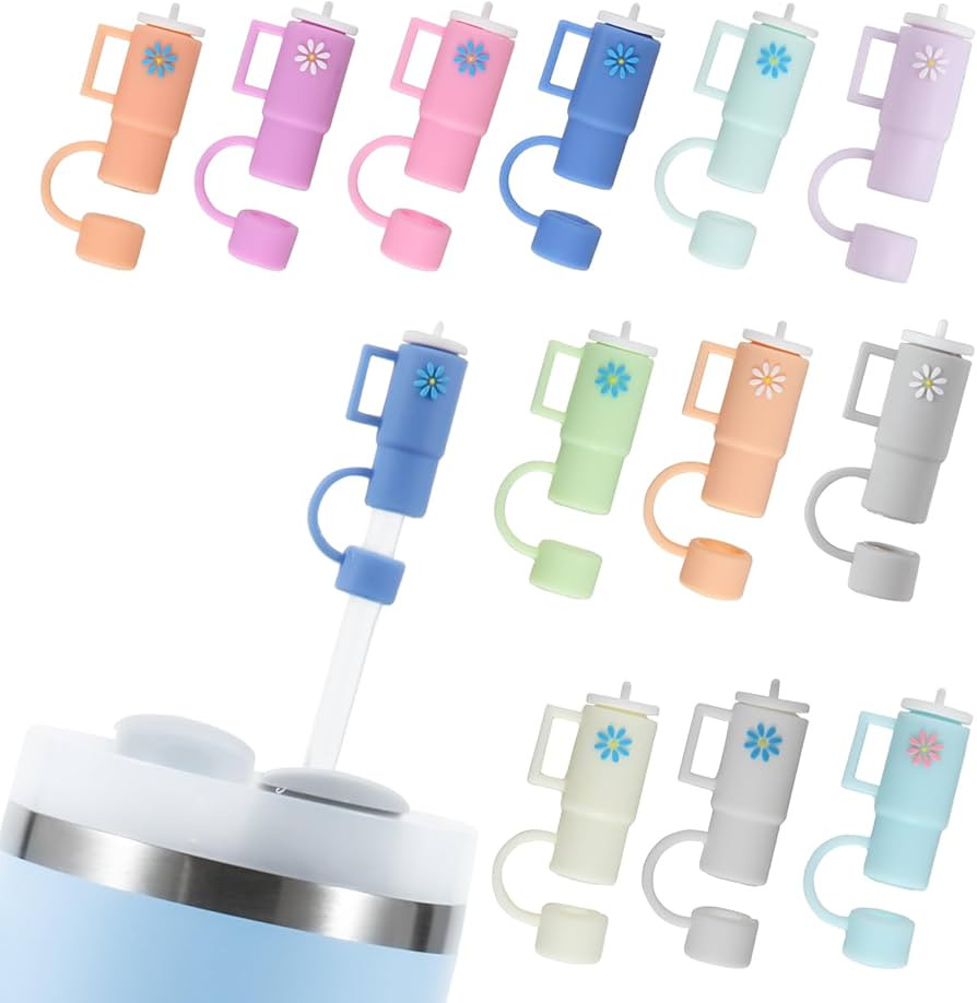 12pcs Silicone Straw Covers Cap for Stanley Cup,Reusable Drinking Straw Covers Compatible for Sta... | Amazon (US)