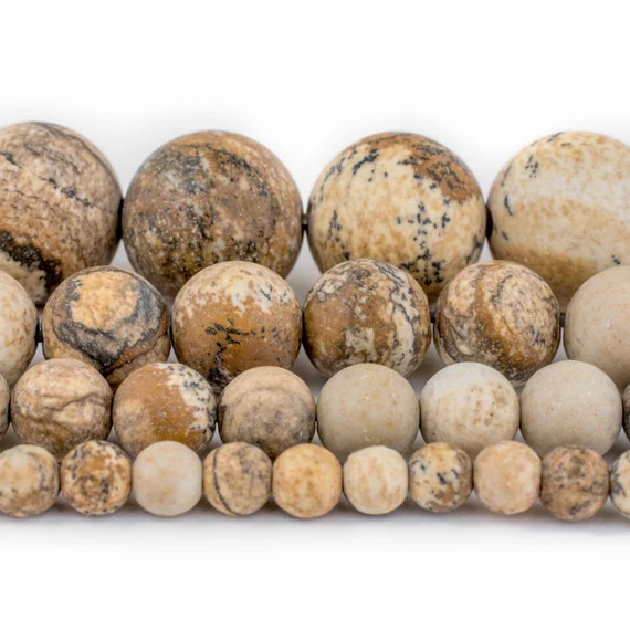 Picture Jasper Beads: Round Matte Gemstone Wholesale 4mm 6mm 8mm 10mm 12mm Genuine Natural Froste... | Etsy (US)