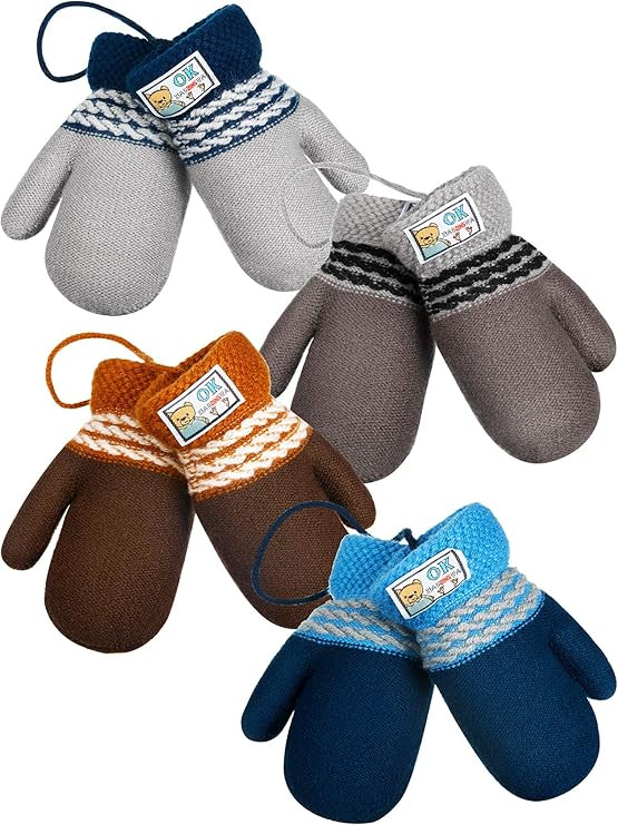 SATINIOR 4 Pairs Fleece Toddler Mittens with String 1-3 Years Fleece Baby Mittens Winter Lining I... | Amazon (US)